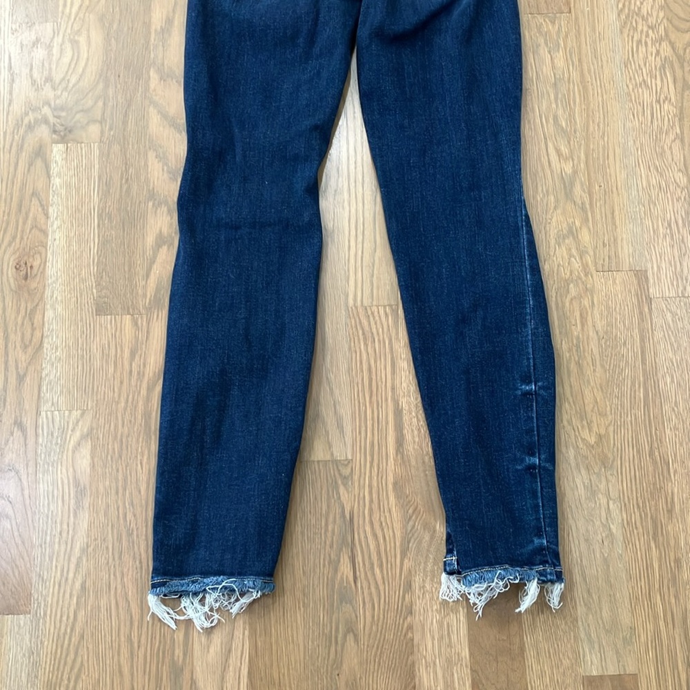 Judy Blue Women's Dark Wash Denim Distressed Cotton Straight Leg Ripped Jeans - Picture 7 of 12